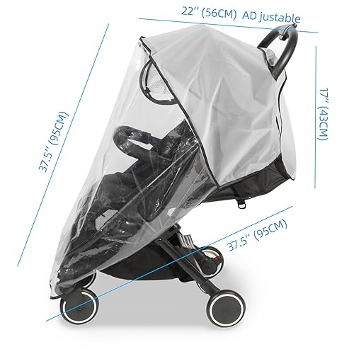 Clear Stroller Rain Cover, Universal Travel Weather Shield Breathable Baby Stroller Rain Cover for Windproof, Waterproof, Protect from Sun Dust Snow - Jamouz