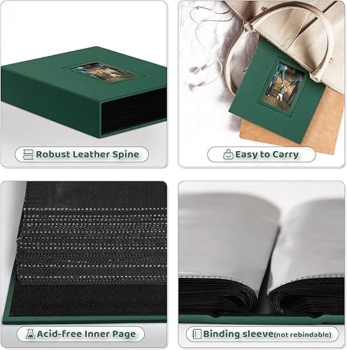 Popotop Photo Album 4x6 300 Pockets with Leather Hardcover Cover, Small Photo Album Holder Book with 50Pcs Pages for Family Travel Wedding Baby Gifts - Jamouz