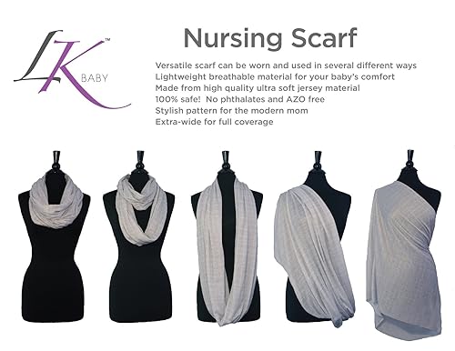 LK Baby 2pk Infinity Nursing Scarf Breastfeeding Cover Ultra Soft (Grey/Navy) - Jamouz