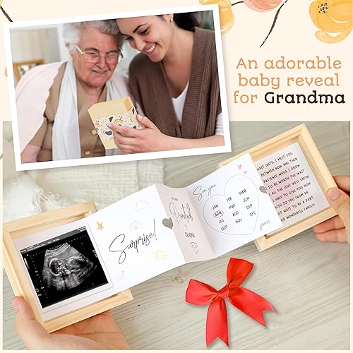 Pregnancy Announcement for Grandma - Surprise Grandma Baby Announcement Box, Promoted To Grandma Gift 2024, Ultrasound Picture Frame Grandma Pregnancy Reveal, New Baby Announcements Ideas - Jamouz
