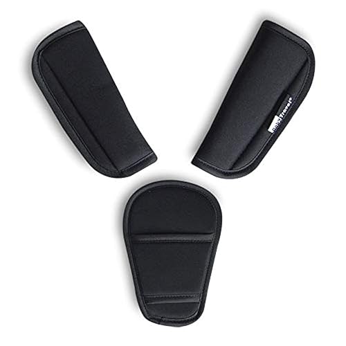 SeedFuture Baby Stroller Seatbelt Crotch Cushion Black 2 Piece, Universal Pram Belt Pads for Newborns Infants Kids, Pushchair Seat Belt Crotch Covers - Jamouz