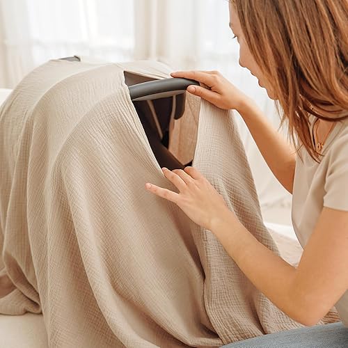 Konssy Muslin Nursing Cover for Breastfeeding, 360° Full Privacy Breathable 100% Cotton Breastfeeding Cover, Multi-use Carseat Canopy - Jamouz