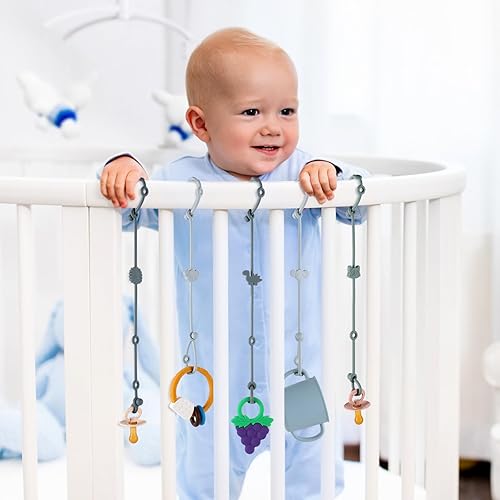 6-Pack Baby Toy Straps, Silicone High Chair & Stroller Straps, Toddler Bottle & Car Seat Accessories, Baby Travel Essentials with Pacifier Clips - Jamouz