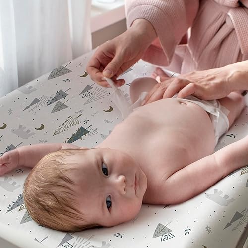 Stretchy Changing Pad Covers for Boys Girls,2 Pack Jersey Knit,Elephant & Whale - Jamouz