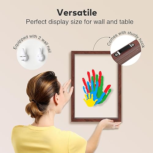 Family Handprint Kit, DIY Craft Keepsake Frame, Baby Hand Print Kits, Family Gifts for New Mom, New Parents, Grandparents, Father's Day, Mother's Day, Anniversary, 6 Non -Toxic Paints (White) - Jamouz