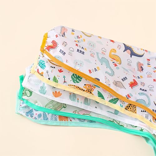 Long Sleeved Bibs, Pack of 5,Lightweight Waterproof Shirt Bibs for Baby Toddler 6-30 Months - Jamouz