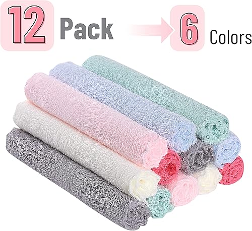 Slick- Baby Washcloths, 10'x10', 12 Pack, Colorful Wash Clothes for Baby, Washcloths Baby, Kids Washcloths, Soft Washcloths, Newborn Washcloth, Soft Baby Washcloths, Baby Face Cloths, Infant Washcloth - Jamouz