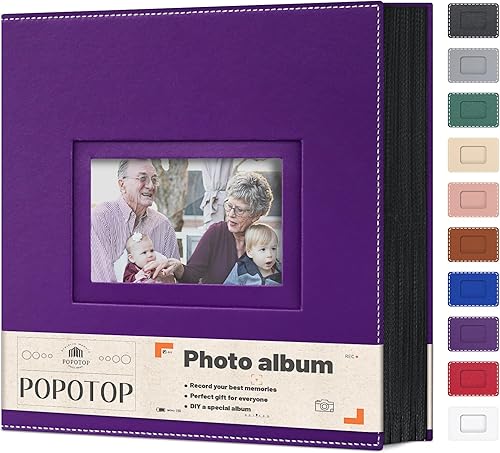 Popotop Photo Album 4x6 300 Pockets with Leather Hardcover Cover, Small Photo Album Holder Book with 50Pcs Pages for Family Travel Wedding Baby Gifts - Jamouz