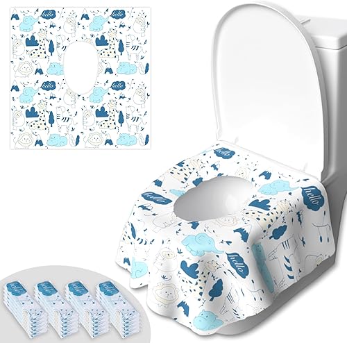 Toilet Seat Covers Disposable, 20 PCS Extra Large Waterproof Toilet Potty Seat Covers for Toddlers, Kids Potty Training, Potable Potty Seat Covers Travel Essentials for Airplane, Public Restroom,Trip - Jamouz