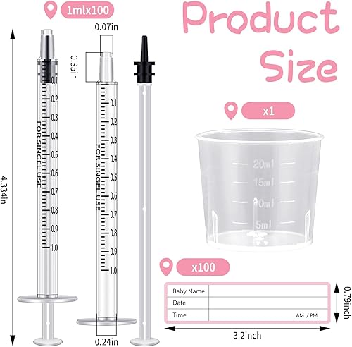 Trelaco Colostrum Collector Kit Include Sterile Sealed Breast Milk Syringes with Caps No Needle Colostrum Syringes Stickers 1 Measuring Cup Harvesting Collection for Breastmilk(50 Sets,3 ml) - Jamouz