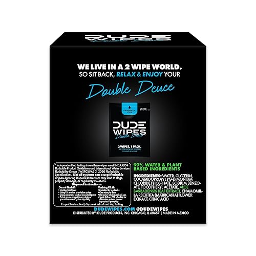 DUDE Baby Wipes - Flushable Baby Wipes Unscented - (6 Pack) 288 Wipes - Extra Large Wet Wipes Flushable - Vitamin-E & Aloe - Septic and Sewer Safe - Jamouz