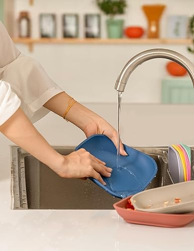 BABELIO Powerful Suction Plates for Baby and Toddler, 100% Food Grand Silicone, Divided, BPA Free, Microwave & Dishwasher Safe, Stay Put, 3 Pack - Jamouz