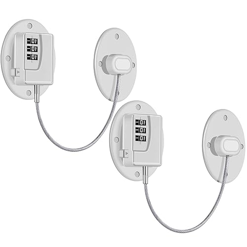 2 Pack Refrigerator Lock - Heavy Duty Combination Fridge Lock, Child Proof Cabinet Locks(Black) - Jamouz