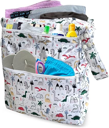 FLOCK THREE 3D Waterproof and Washable Wet Bag Luggage Organiser for Travel storage Stroller Daycare Baby Diapers Yoga Beach Pool Swimsuits Luggage Packing for Travel Accessories (Jungle Animals) - Jamouz