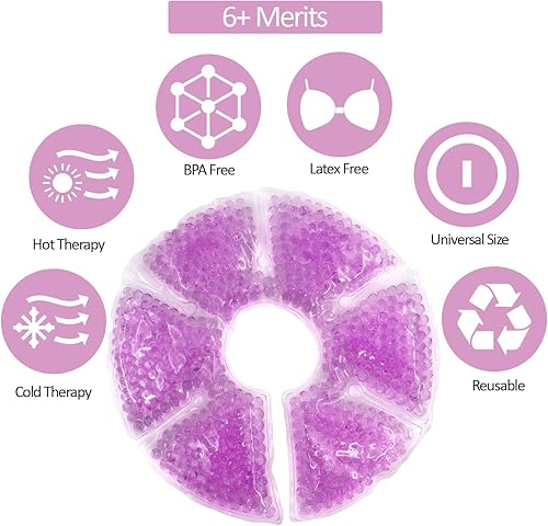 Breast Therapy Ice Packs, Hot and Cold Breast Pads, Breastfeeding Essentials Large Gel Bead Packs for Moms, 2 Pack - Jamouz