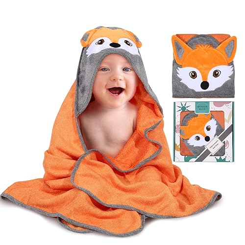 Toddler Bath Towel - Viscose from Bamboo & Cotton Blend for Delicate Skin - Super Soft Thick 600GSM - Ideal Toddler Boy and Girl Bath Essentials 35'x35' Bath Towel - Baby Towel with Hood - Jamouz