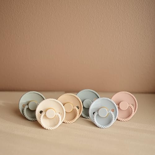 FRIGG Rope Natural Rubber Baby Pacifier | Made in Denmark | BPA-Free (Olive/Sage, 6-18 Months) - Jamouz