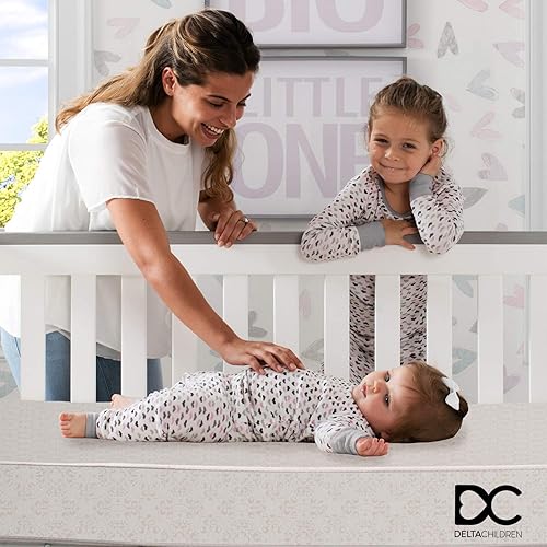 Delta Children Twinkle Stars 3-Inch Mini/Portable Crib Mattress - Premium Sustainably Sourced Fiber Core - Waterproof - GREENGUARD Gold Certified (Non-Toxic) - Trusted 10 Year Warranty - Made in USA - Jamouz