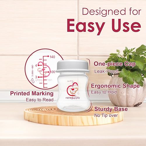 Nenesupply 4.7oz Wide Neck Breast Pump Bottles Use as for Pumping with Spectra S1 S2 Pumps. Pump. Breastmilk Storage and Collection (Pack of 6) - Jamouz