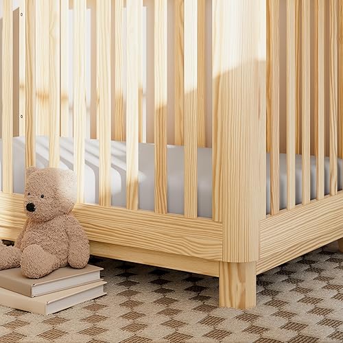 Storkcraft Santos 3-in-1 Convertible Crib (White with Natural) – GREENGUARD Gold Certified, Fits Standard Crib Mattress, Converts to Toddler Bed, Modern Style, Rounded Designer Details - Jamouz