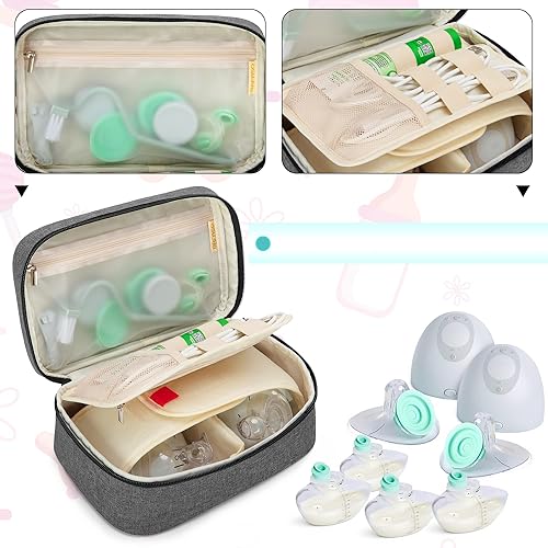 BAFASO Wearable Breast Pump Bag Compatible with Elvie and Momcozy Breast Pump, Case for Wearable Breast Pump and Extra Parts (Patent Pending), Gray - Jamouz