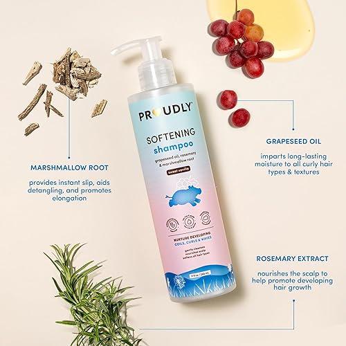 PROUDLY Softening Shampoo by Gabrielle Union & Dwyane Wade, Black & Brown Babies Coils, Curls & Waves, Tear-Free, Paraben-Free & Dermatologist-Tested, Sweet Vanilla, 9 oz, Pack of 2 - Jamouz