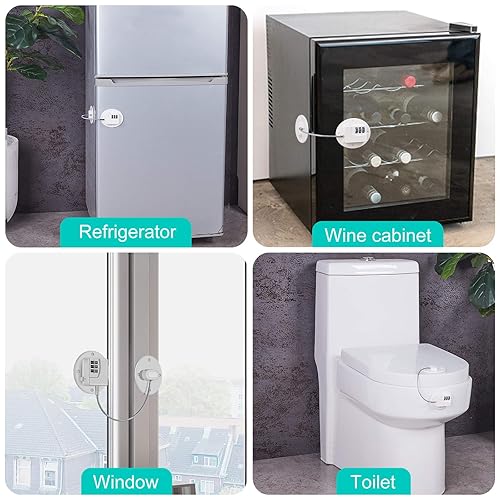 2 Pack Refrigerator Lock - Heavy Duty Combination Fridge Lock, Child Proof Cabinet Locks(Black) - Jamouz