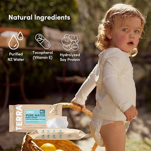 Bamboo Baby Wipes: Pure Water Wipes, 99.7% Pure New Zealand Water, 100% Biodegradable Bamboo Fiber, 0% Plastic, Unscented Baby Wipes for Sensitive Skin, 1 Pack of 70 Wipes - Jamouz