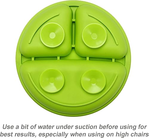 PandaEar Divided Unbreakable Silicone Baby and Toddler Plates - 3 Pack - Non-Slip - Dishwasher and Microwave Safe - Silicone (Blue Green Brown) - Jamouz