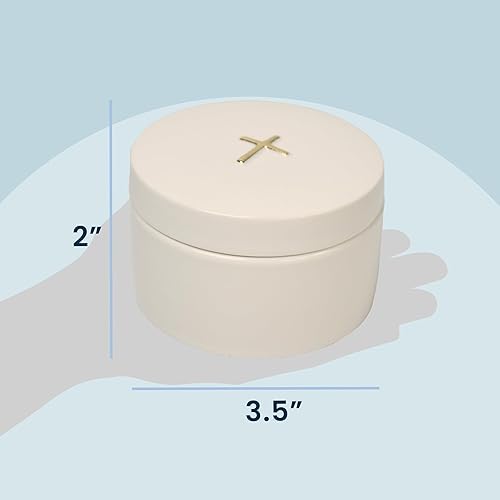 Sweet Treasures Gift – Baptism Gifts for Boys, First Rosary with Ceramic Keepsake Box and Card, Catholic Communion Gift, Christening and Baby Shower Rosary Beads, Blue - Jamouz