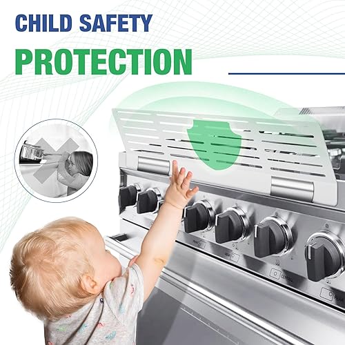 Adjustable Child Safety Stove Guard - Heavy-Duty Heat- Resistant Child Proof Stove Guard That Protects from Burns and Scalds 17”-34” - Jamouz