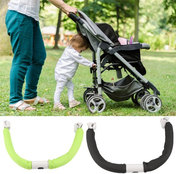 OKJHFD Stroller Handrail Handlebar,Cozy Stroll Handle Extension Bar Armrest Handle, Adjustable Baby Stroller Handle Handlebar Armrest Bumper Bar for Most Baby Strollers (Black) - Jamouz