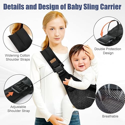 Baby Sling,Baby Sling Carrier,Toddler Carrier,Carrier for 10-30lbs,Lightweight and Non-Slip Hip Seat(Black) - Jamouz