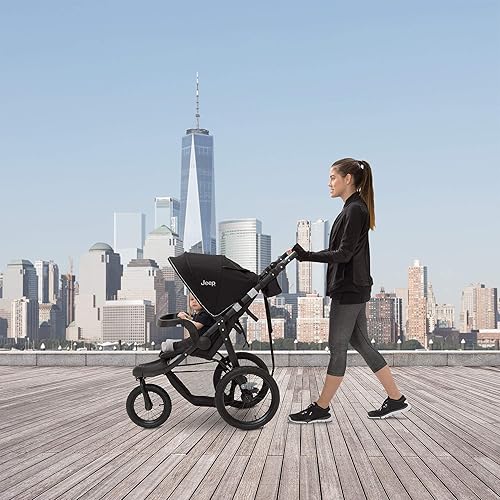 Jeep Hydro Sport Plus Jogger by Delta Children, Includes Car Seat Adapter, Black, Neoprene, Leather - Jamouz