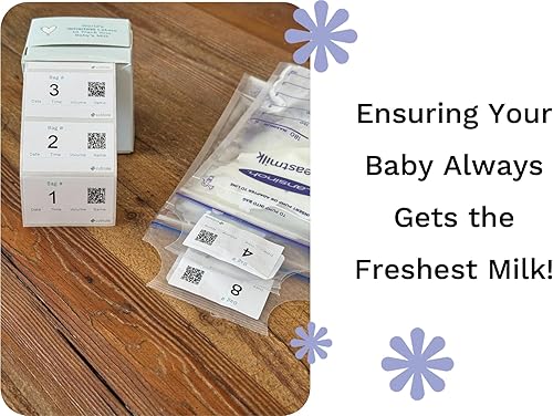 Smart Milk Bag Labels - Milk Expiration, Inventory and Storage Tracking, Caregiver Access to Breastmilk Details with QR Code - Consecutively Numbered Self-Adhesive Labels - Jamouz