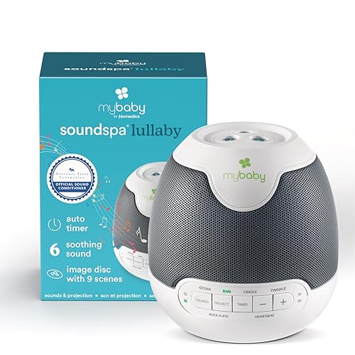 MyBaby Lullaby Sound Machine & Projector – Baby Sleep Machine Plays 6 Sounds & Lullabies, Projects Soothing Images - Auto-Off Timer, Adjustable Volume, Great for Baby Registry and Baby Shower Gifts - Jamouz