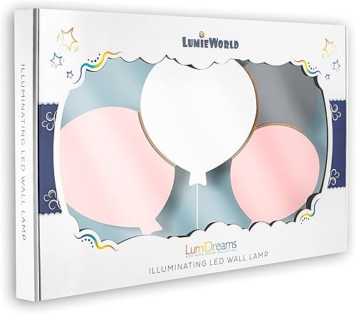 Lumipets Lighted Balloons, Nursery Night Light, Wall Mounted Lighted, Battery Operated Cloud Light Sign–Lightweight Kids Night Light for Babies, Toddlers, Kids - 17.7 x 11.2 x 1.5-in - Jamouz