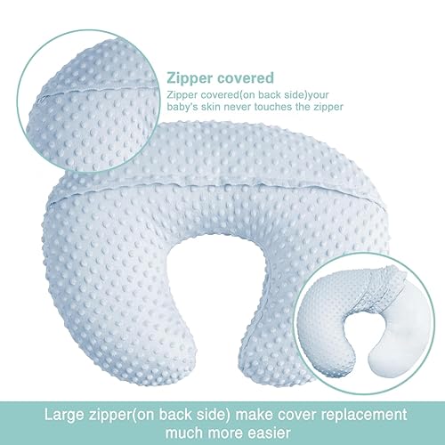 OWLOWLA Minky Nursing Cover, Breastfeeding Pillow Slipcover Fits Nursing Pillow for Baby Boy Girl(Baby Blue) - Jamouz