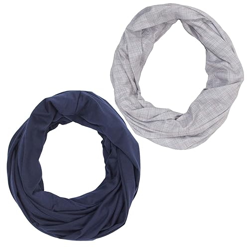 LK Baby 2pk Infinity Nursing Scarf Breastfeeding Cover Ultra Soft (Grey/Navy) - Jamouz