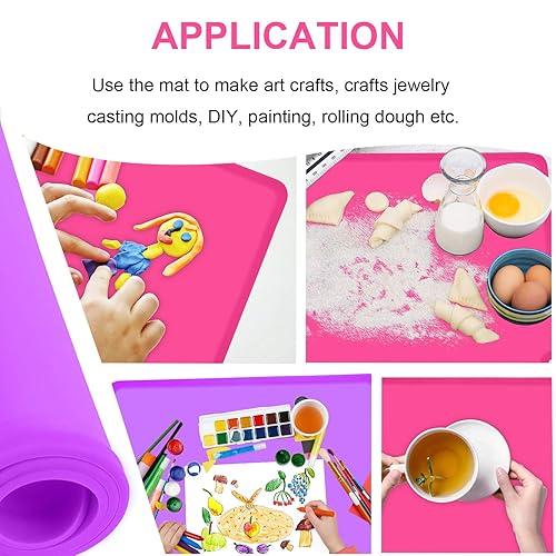 Placemats for Kids, Silicone Baby Placemats for Toddler Children Reusable Non-Slip Large Silicone Sheets for Crafts Resin Jewelry Casting Table Mats, 2 Pack, Purple/Pink - Jamouz