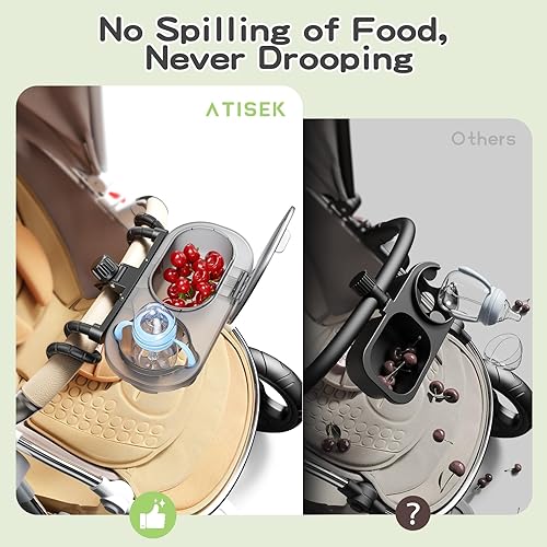 3-in-1 Universal Stroller Snack Tray Attachment with Dust Cover Sturdy Stroller Cup & Snack & Phone Holder Hook and Silicone Arms Grip Design Baby Travel Gear Accessories Detachable Dishwasher-Safe - Jamouz