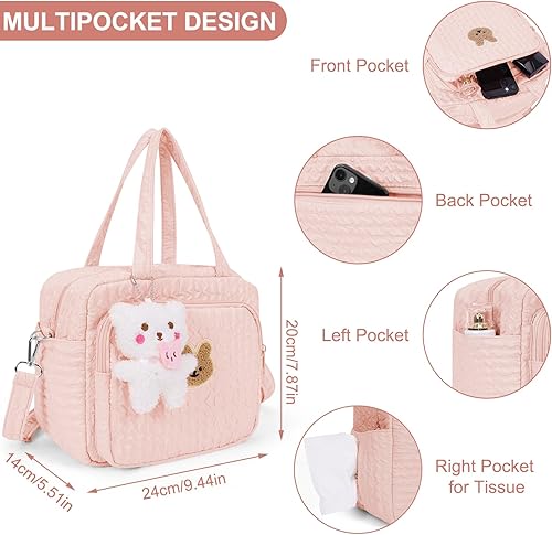 Lushandy Baby Diaper Bag Tote, Cute Mommy Nappy Crossbody Travel Tote, Multifunction Storage Bag - Jamouz
