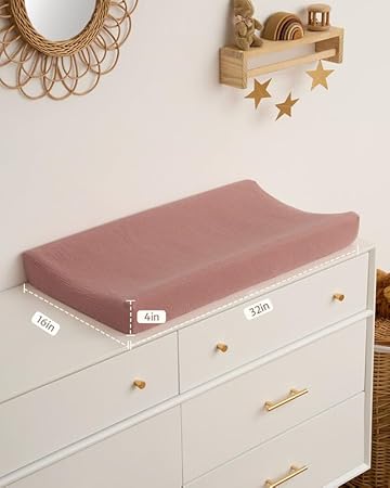 Blissful Diary Muslin Changing Pad Cover for Girls Boys, Ultra Soft Breathable Cotton, Baby Diaper Change Table Pad Covers, 2Pack (Roman Green&Leaf) - Jamouz