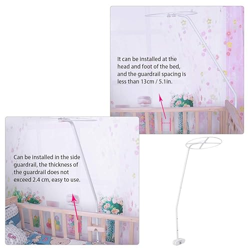 belupai Crib Canopy Mosquitoes Net Holder,White 3.6ft Tall Regulateable Clip On Crib Canopy Bracket,Crib Mosquitoes Net Stand,Mosquitoes Net Accessories,Only Stand - Jamouz
