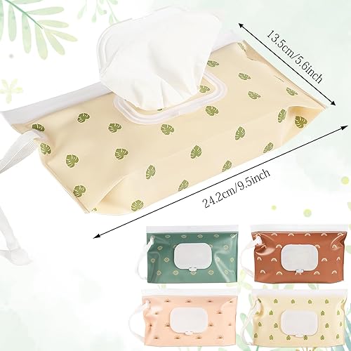 FEBSNOW 4 Pack Baby Wipe Dispenser, Portable Refillable Wipe Holder, Baby Wipes Container, Wipe Dispenser, Reusable Travel Wet Wipe Pouch (Geometric) - Jamouz