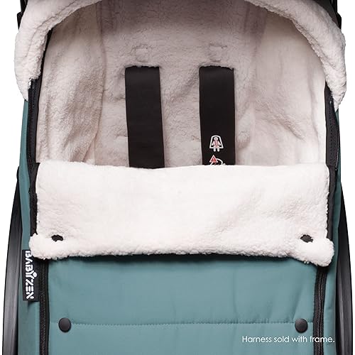 BABYZEN YOYO Footmuff, Aqua - Sherpa Lining & Fleece Hood with Drawstring to Keep Baby Warm - Includes Carrying Bag - Machine Washable - Jamouz