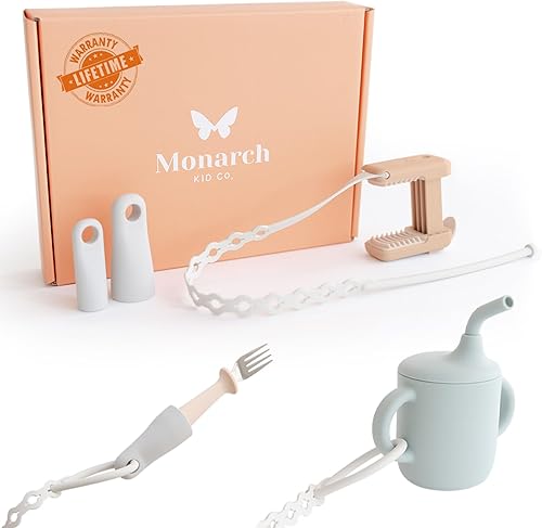 Premium Clip & Strap Set for Toddlers & Babies | Adjustable Toy Holder & Sippy Cup Strap | Keeps Bottles & Toys Off The Floor | Ideal for High Chairs, Car Seats & Stroller - Jamouz