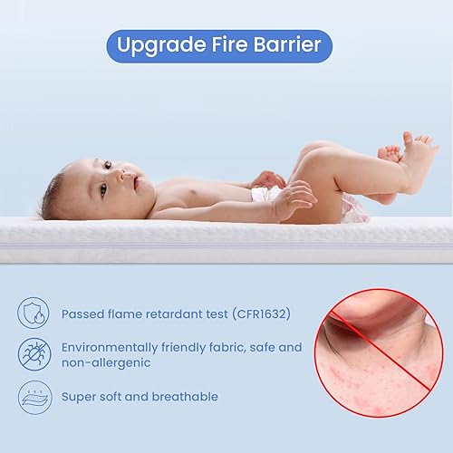 Bassinet mattress pad (33 * 19 * 1.5) Bamboo Fiber and Microfiber Cover, Dual Side Gel Memory Foam Mattress.for HARPPA/YADAQE Bassinet, Bellababy Evolur Stellar,Foalom/KoolerThings 3 in 1 Bassinet - Jamouz