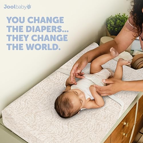 Jool Baby Soft Changing Pad + Washable Cover, Non-Slip - Fits Standard Changing Tables & Dressers (Gray) - Jamouz