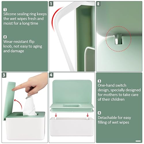 Diaper Wipes Dispenser Wipes Holder, Wipes Tissue Case Keeps Wipes Fresh Tissue Wipes Container with Lid (Blue) - Jamouz